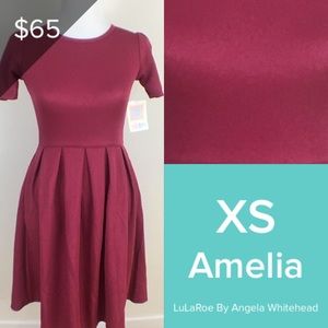 LuLaRoe Amelia XS-pocket dress! NWT Burgundy